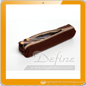 Simple Brown Pencil Case Custom Wholesale Canvas Zipper Pouch
